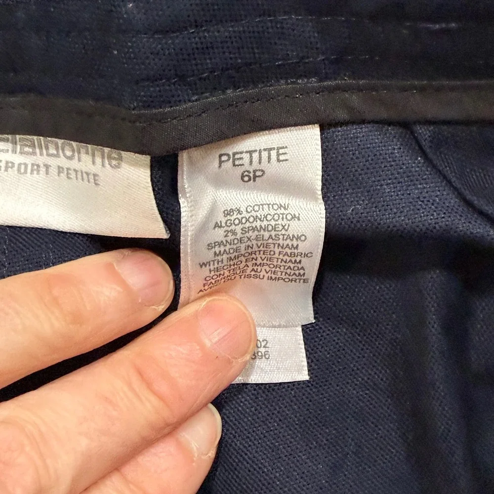 Liz Claiborne Lizsport Petite Audra Navy Blue Straight Leg Pants‎ 6P Side Zip